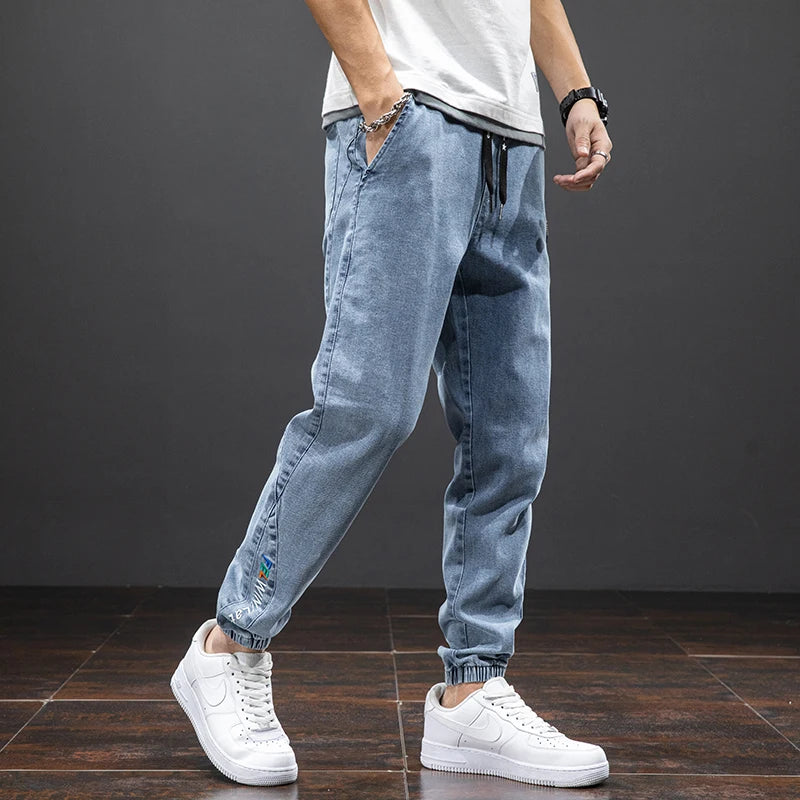Frühling Sommer Schwarz Blau Cargo Jeans Männer Streetwear Denim Jogger Hosen Männer Baggy Harem Jean Hosen Plus Größe