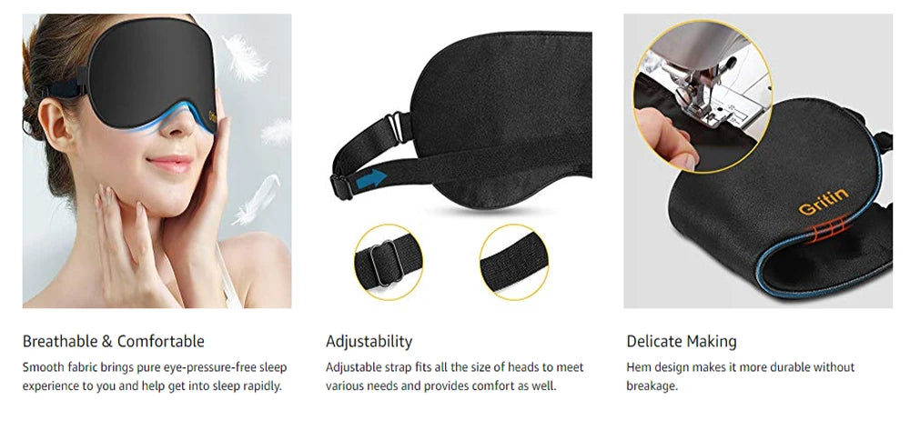 Ultra Soft Skin-Friendly Sleep Mask Pure NaturalFabric and Natural Cotton Filled Sleeping Eye Mask with Adjustable Strap