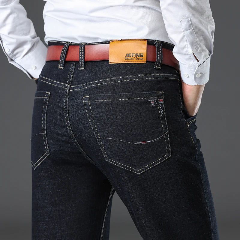 Herren Jeans Business reguläre gerade gerade Jeans lässige Jeans hose Elastizität Stretch Stoff Hose