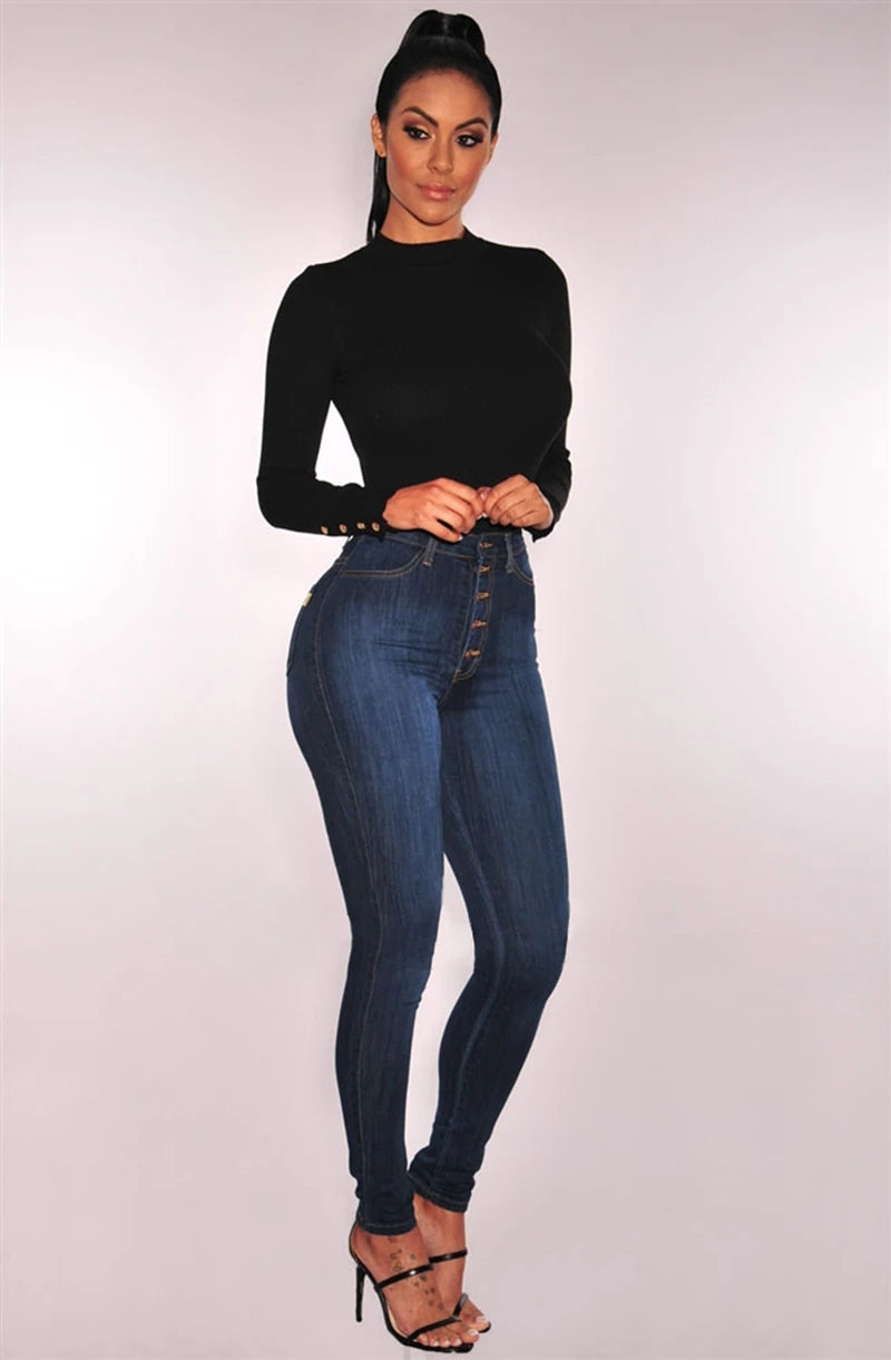 Jeans Für Frauen Hohe Taille Push-Up Jeans Hohe Elastische Stretch Damen Mom Jeans Weibliche Gewaschen Denim Dünne Bleistift Hosen
