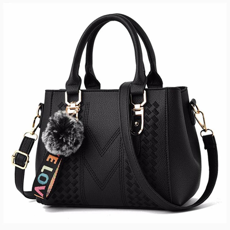 Stickerei Messenger Bags Damen Lederhandtaschen Taschen für Damen Sac a Main Damen Haarball Handtasche