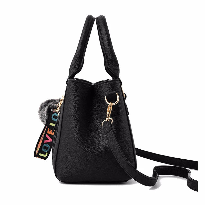 Stickerei Messenger Bags Damen Lederhandtaschen Taschen für Damen Sac a Main Damen Haarball Handtasche