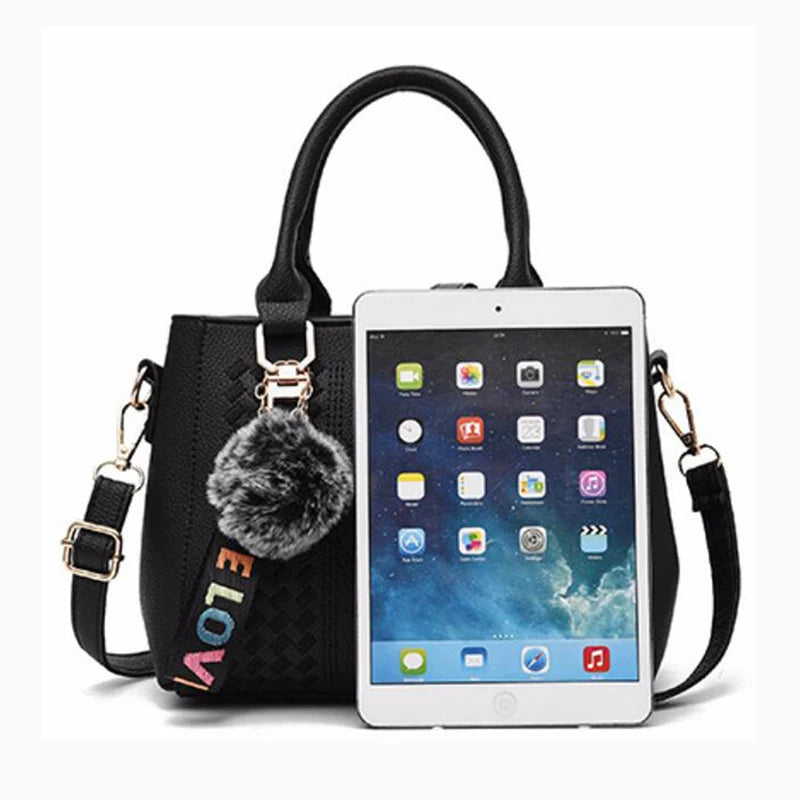 Stickerei Messenger Bags Damen Lederhandtaschen Taschen für Damen Sac a Main Damen Haarball Handtasche