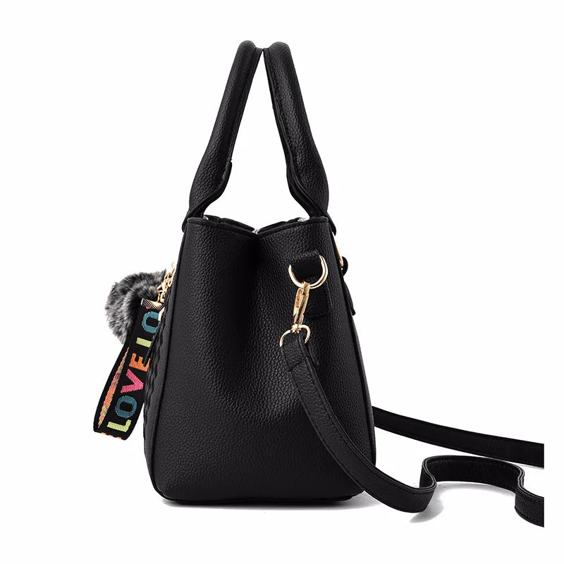 Stickerei Messenger Bags Damen Lederhandtaschen Taschen für Damen Sac a Main Damen Haarball Handtasche