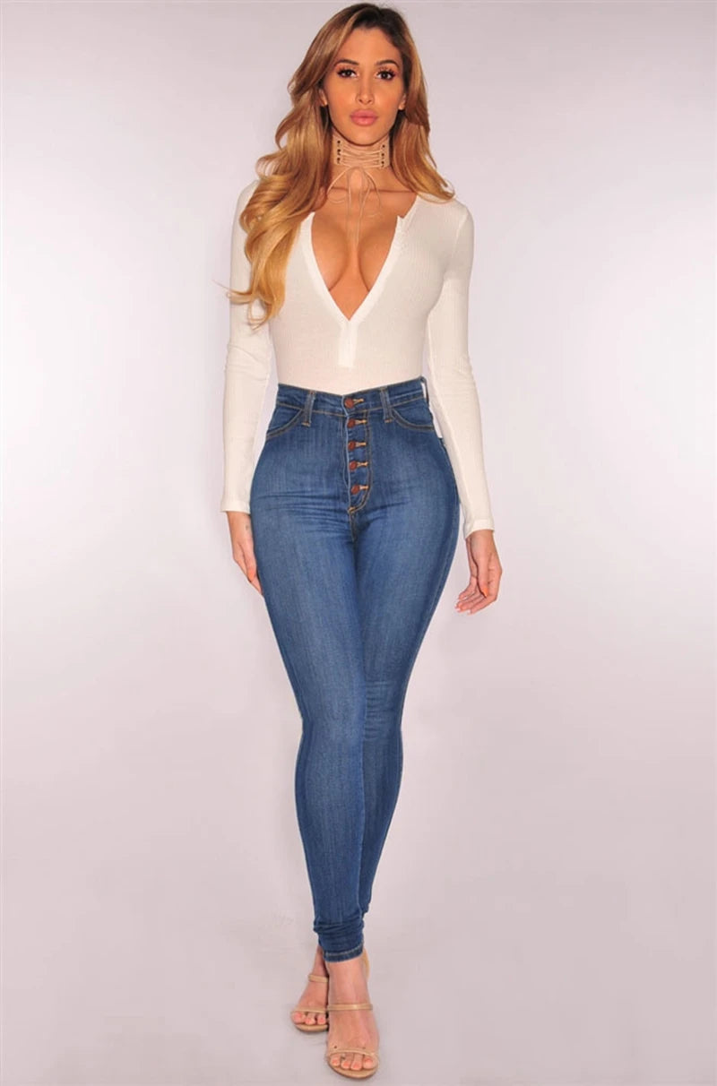 Jeans Für Frauen Hohe Taille Push-Up Jeans Hohe Elastische Stretch Damen Mom Jeans Weibliche Gewaschen Denim Dünne Bleistift Hosen