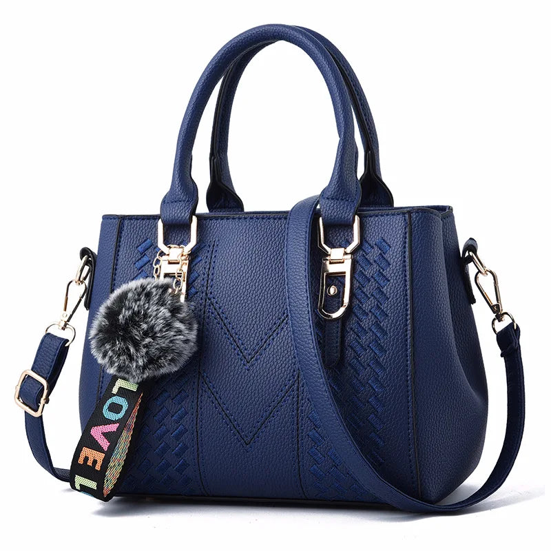 Stickerei Messenger Bags Damen Lederhandtaschen Taschen für Damen Sac a Main Damen Haarball Handtasche