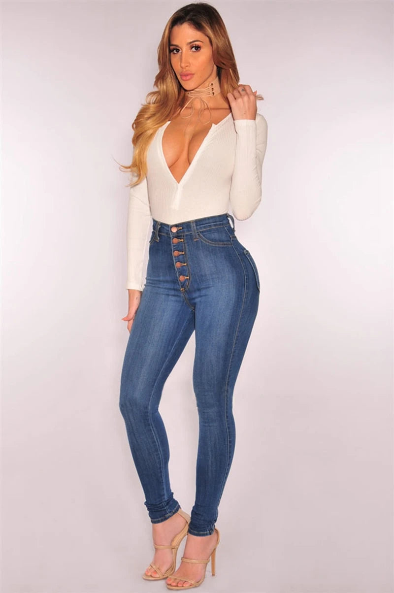 Jeans Für Frauen Hohe Taille Push-Up Jeans Hohe Elastische Stretch Damen Mom Jeans Weibliche Gewaschen Denim Dünne Bleistift Hosen