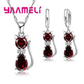 Echtes 925er-Sterlingsilber, farbige Schmucksets für Damen und Mädchen, glänzender österreichischer Kristall, niedliche Katze, Anhänger, Halskette, Huggie-Ohrring