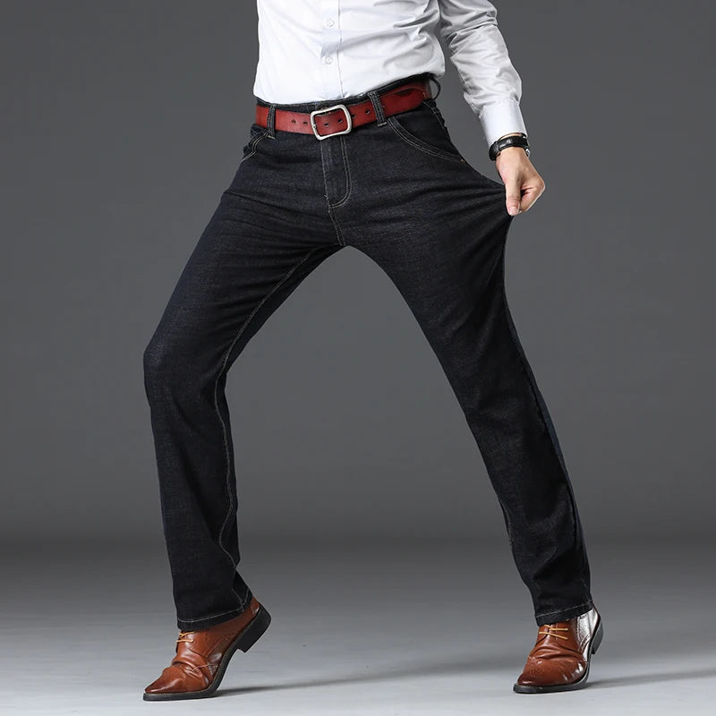 Herren Jeans Business reguläre gerade gerade Jeans lässige Jeans hose Elastizität Stretch Stoff Hose