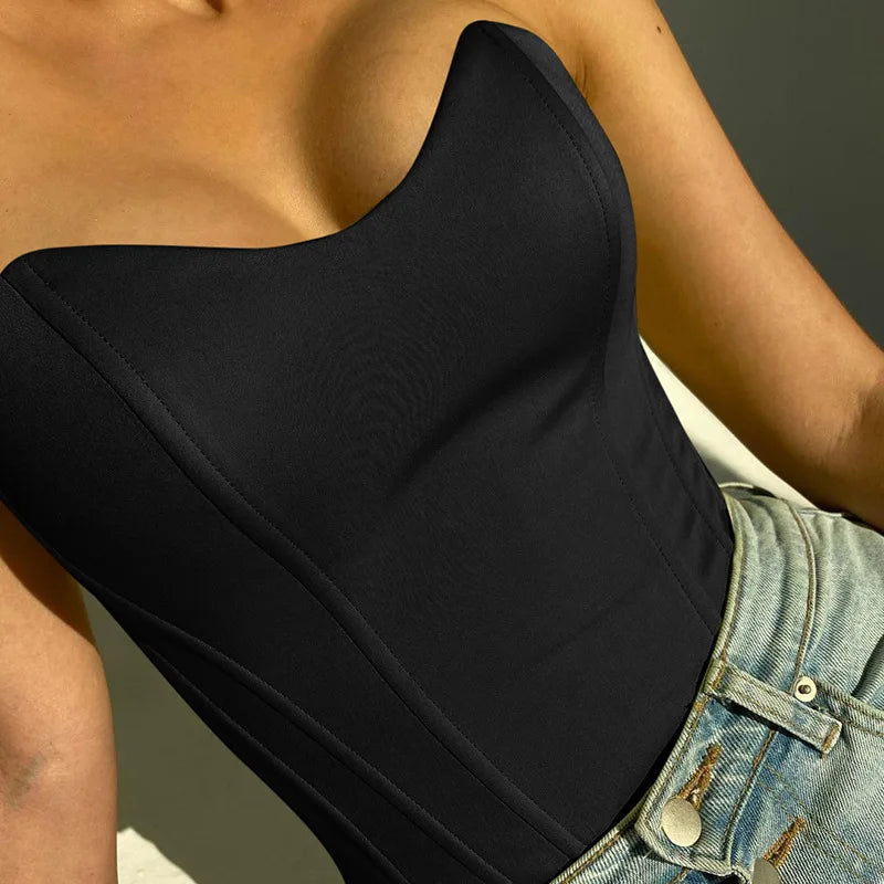 Sexy Frauen Tube Tops solide ärmellose schlanke dünne Korsett kurz geschnittenes Top 2024 Sommer lässig elegante weibliche träger lose Weste