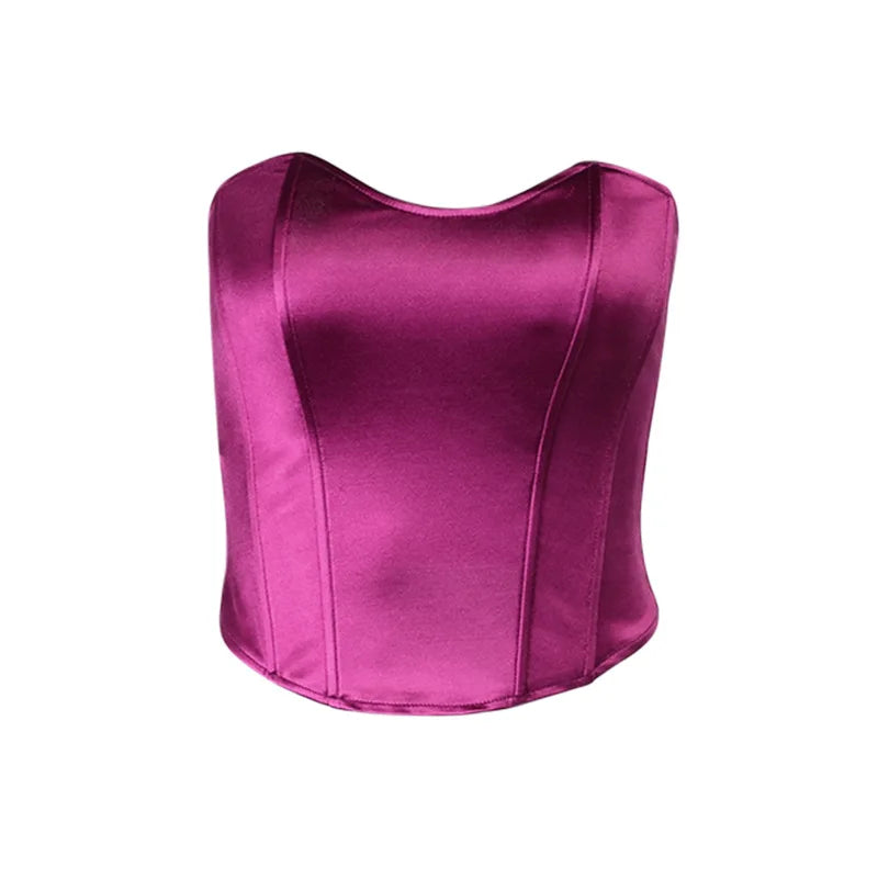 Sexy Frauen Tube Tops solide ärmellose schlanke dünne Korsett kurz geschnittenes Top 2024 Sommer lässig elegante weibliche träger lose Weste