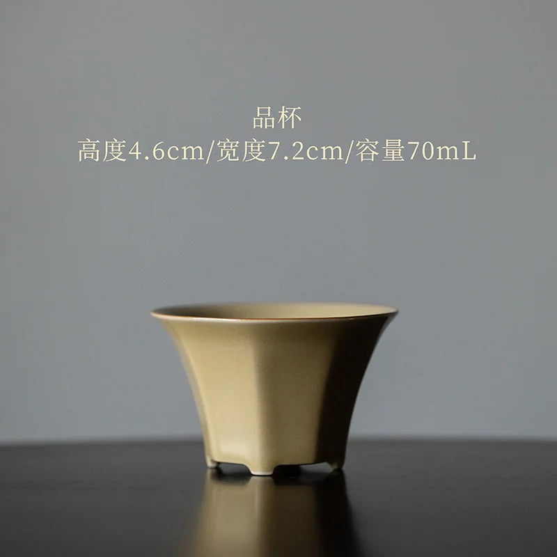 Jingdezhen Ding Ware Yellow Handmade Teacup Wealth Comes From Every Direction Kung Fu Tea Cup Tea Master Cup Tea Bowl