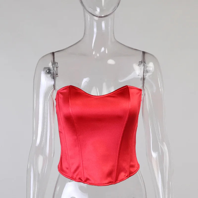 Sexy Frauen Tube Tops solide ärmellose schlanke dünne Korsett kurz geschnittenes Top 2024 Sommer lässig elegante weibliche träger lose Weste