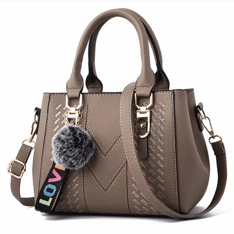 Stickerei Messenger Bags Damen Lederhandtaschen Taschen für Damen Sac a Main Damen Haarball Handtasche