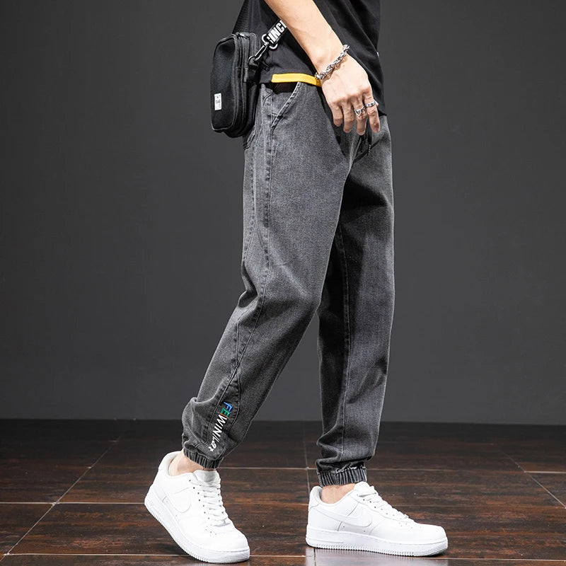 Frühling Sommer Schwarz Blau Cargo Jeans Männer Streetwear Denim Jogger Hosen Männer Baggy Harem Jean Hosen Plus Größe