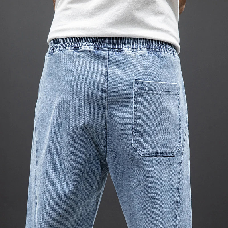 Frühling Sommer Schwarz Blau Cargo Jeans Männer Streetwear Denim Jogger Hosen Männer Baggy Harem Jean Hosen Plus Größe