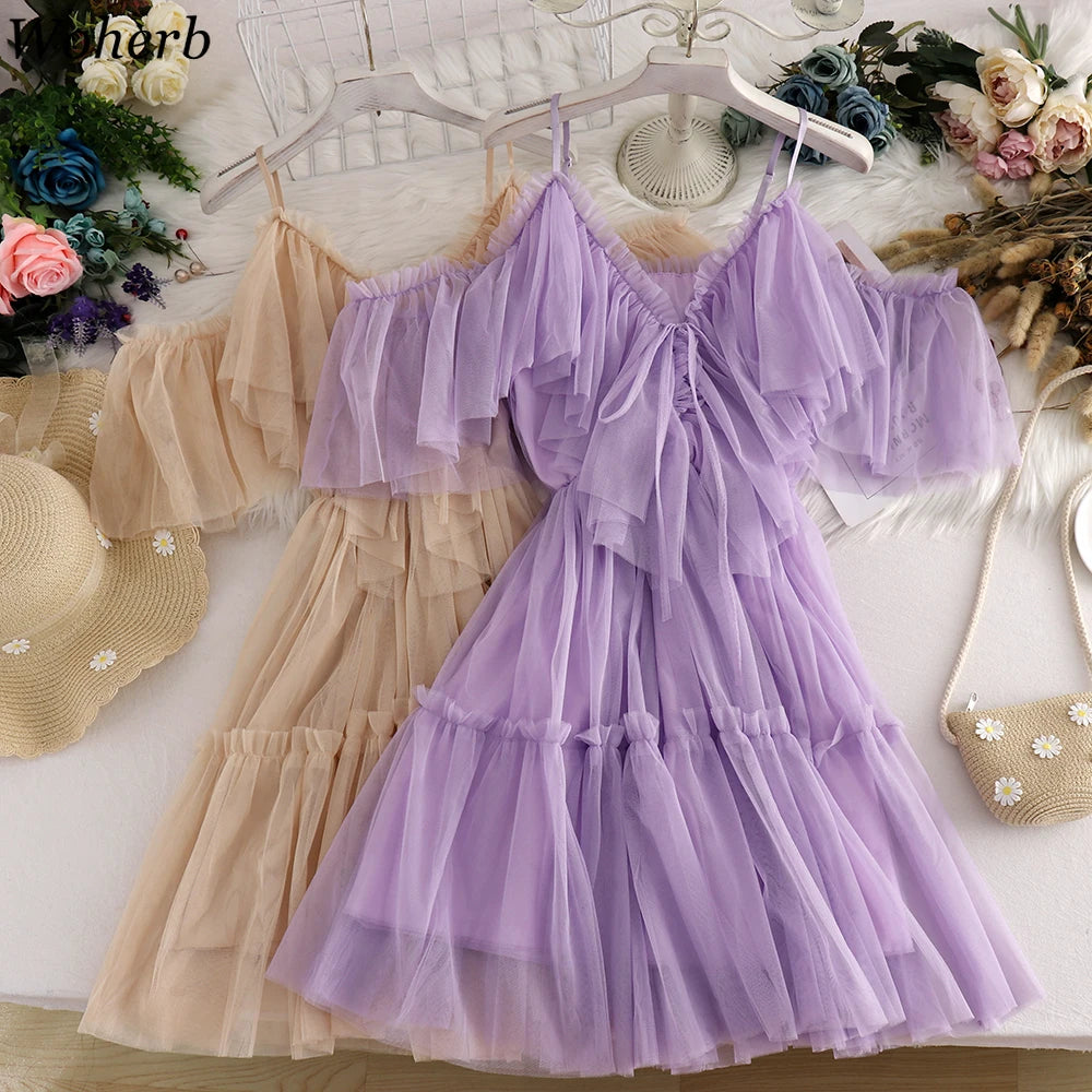 Schickes Elegantes Maxikleid mit Quadratischem Ausschnitt für Damen Einfarbiges Chiffon-Kleid mit Puffärmeln 2026 Strandparty-Kleid Vintage Rüschen-Kleid Y2k