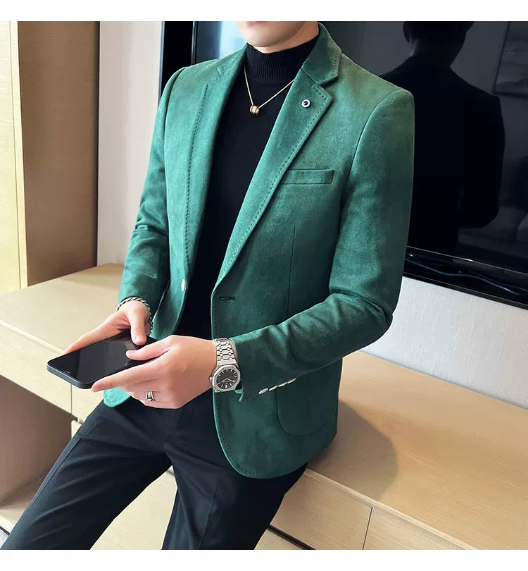 Neue Mode Anzug Mantel männer Slim Fit Hirschleder Samt Elegante Luxus Blazer Mantel Business Casual Hochzeit Plus Größe Anzug 4XL-S