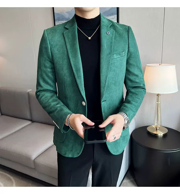 Neue Mode Anzug Mantel männer Slim Fit Hirschleder Samt Elegante Luxus Blazer Mantel Business Casual Hochzeit Plus Größe Anzug 4XL-S