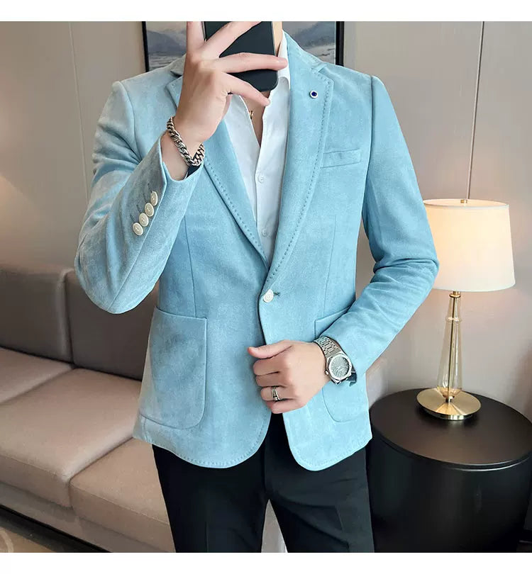 Neue Mode Anzug Mantel männer Slim Fit Hirschleder Samt Elegante Luxus Blazer Mantel Business Casual Hochzeit Plus Größe Anzug 4XL-S