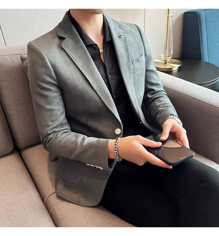 Neue Mode Anzug Mantel männer Slim Fit Hirschleder Samt Elegante Luxus Blazer Mantel Business Casual Hochzeit Plus Größe Anzug 4XL-S