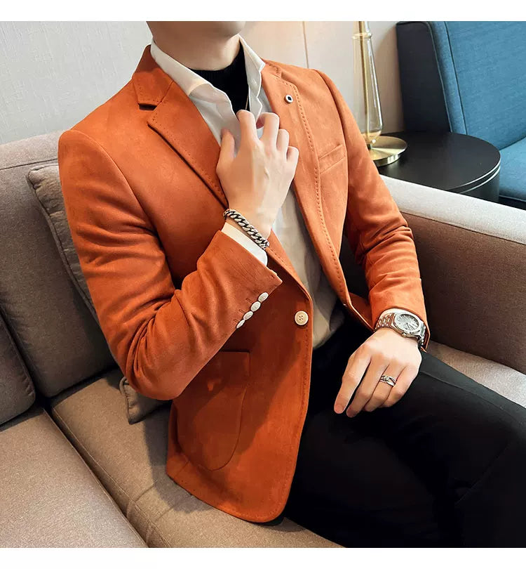 Neue Mode Anzug Mantel männer Slim Fit Hirschleder Samt Elegante Luxus Blazer Mantel Business Casual Hochzeit Plus Größe Anzug 4XL-S