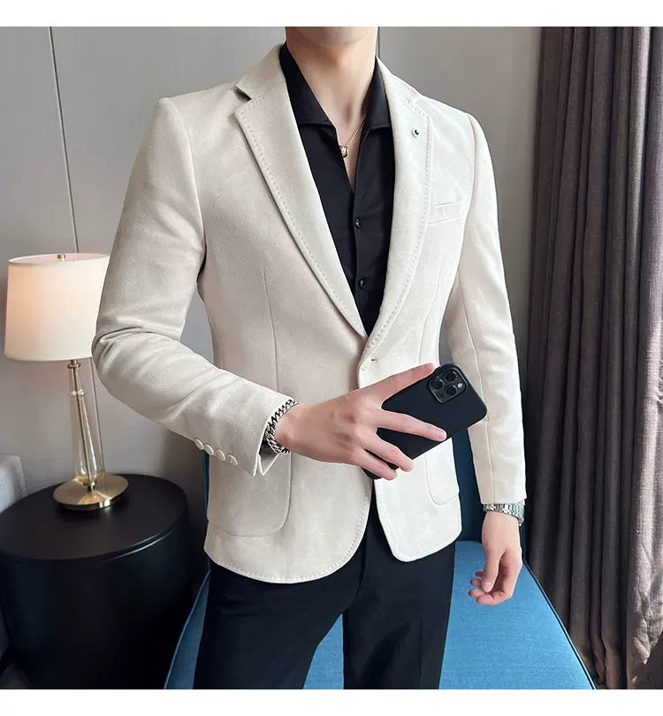 Neue Mode Anzug Mantel männer Slim Fit Hirschleder Samt Elegante Luxus Blazer Mantel Business Casual Hochzeit Plus Größe Anzug 4XL-S