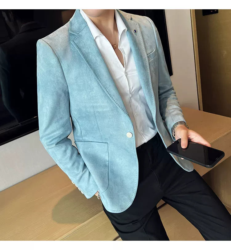Neue Mode Anzug Mantel männer Slim Fit Hirschleder Samt Elegante Luxus Blazer Mantel Business Casual Hochzeit Plus Größe Anzug 4XL-S