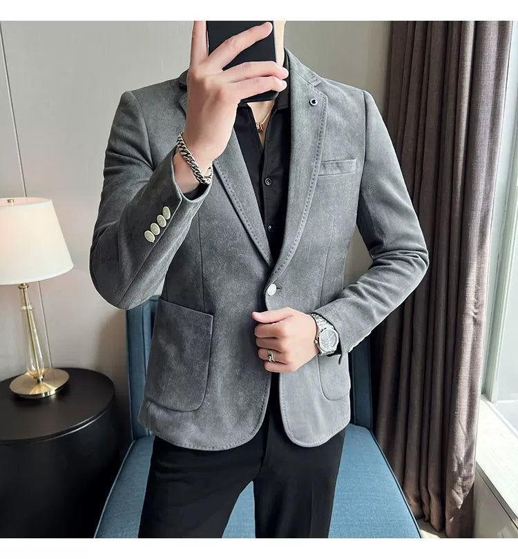 Neue Mode Anzug Mantel männer Slim Fit Hirschleder Samt Elegante Luxus Blazer Mantel Business Casual Hochzeit Plus Größe Anzug 4XL-S