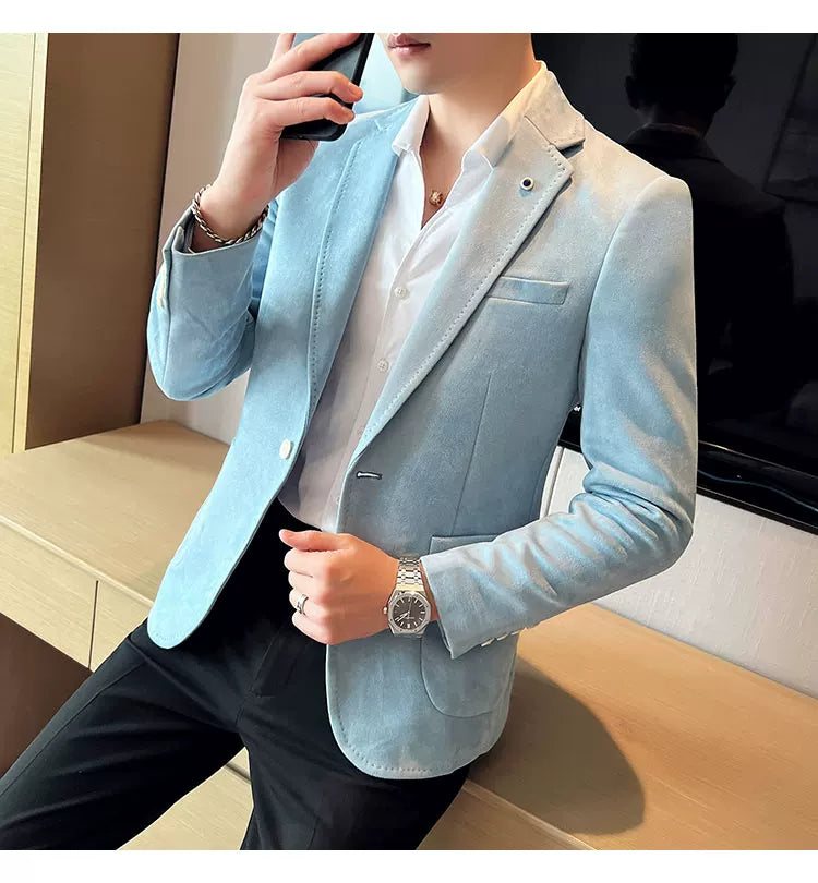 Neue Mode Anzug Mantel männer Slim Fit Hirschleder Samt Elegante Luxus Blazer Mantel Business Casual Hochzeit Plus Größe Anzug 4XL-S