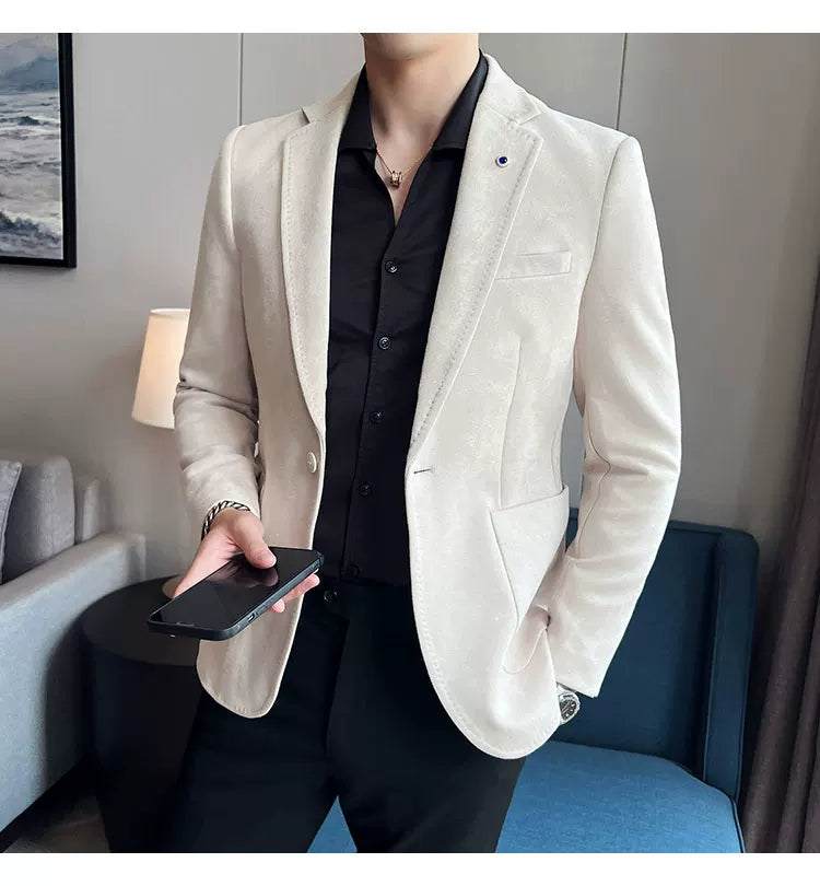 Neue Mode Anzug Mantel männer Slim Fit Hirschleder Samt Elegante Luxus Blazer Mantel Business Casual Hochzeit Plus Größe Anzug 4XL-S