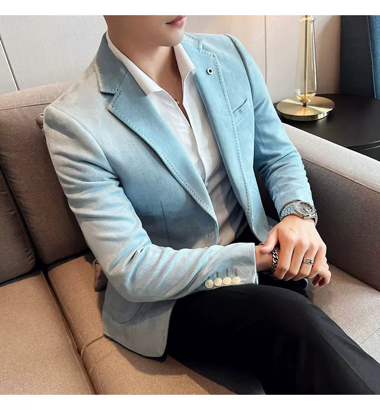 Neue Mode Anzug Mantel männer Slim Fit Hirschleder Samt Elegante Luxus Blazer Mantel Business Casual Hochzeit Plus Größe Anzug 4XL-S