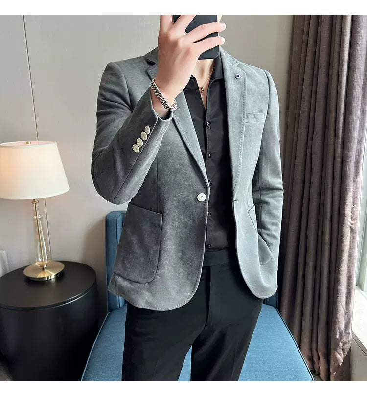 Neue Mode Anzug Mantel männer Slim Fit Hirschleder Samt Elegante Luxus Blazer Mantel Business Casual Hochzeit Plus Größe Anzug 4XL-S