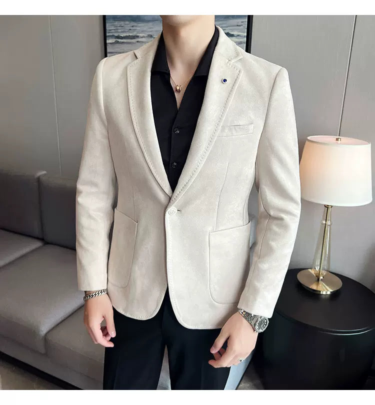 Neue Mode Anzug Mantel männer Slim Fit Hirschleder Samt Elegante Luxus Blazer Mantel Business Casual Hochzeit Plus Größe Anzug 4XL-S
