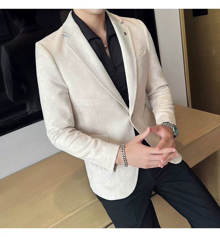 Neue Mode Anzug Mantel männer Slim Fit Hirschleder Samt Elegante Luxus Blazer Mantel Business Casual Hochzeit Plus Größe Anzug 4XL-S