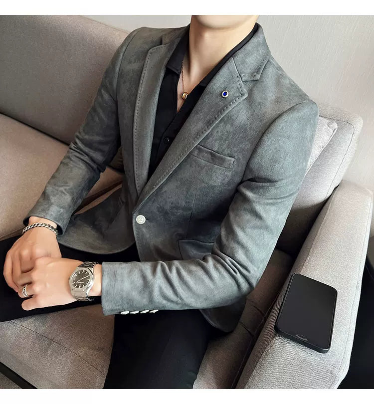Neue Mode Anzug Mantel männer Slim Fit Hirschleder Samt Elegante Luxus Blazer Mantel Business Casual Hochzeit Plus Größe Anzug 4XL-S