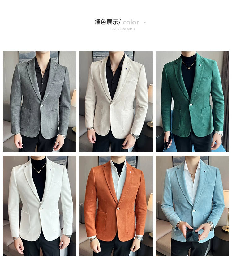 Neue Mode Anzug Mantel männer Slim Fit Hirschleder Samt Elegante Luxus Blazer Mantel Business Casual Hochzeit Plus Größe Anzug 4XL-S