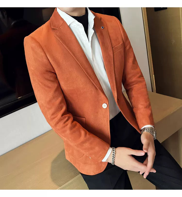 Neue Mode Anzug Mantel männer Slim Fit Hirschleder Samt Elegante Luxus Blazer Mantel Business Casual Hochzeit Plus Größe Anzug 4XL-S