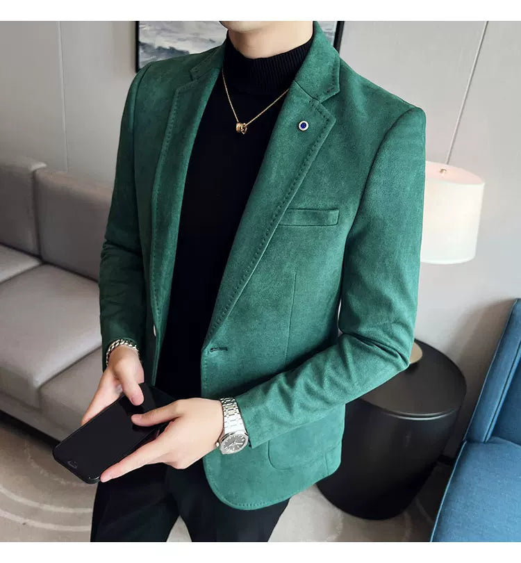 Neue Mode Anzug Mantel männer Slim Fit Hirschleder Samt Elegante Luxus Blazer Mantel Business Casual Hochzeit Plus Größe Anzug 4XL-S