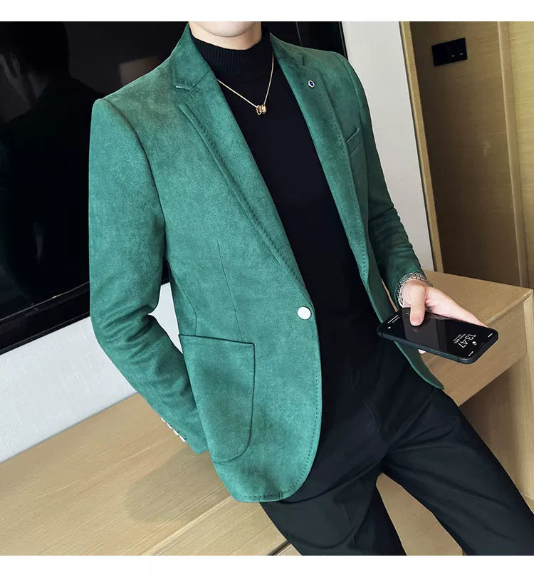 Neue Mode Anzug Mantel männer Slim Fit Hirschleder Samt Elegante Luxus Blazer Mantel Business Casual Hochzeit Plus Größe Anzug 4XL-S