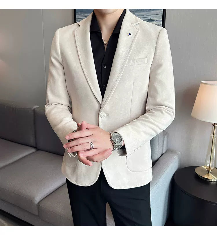Neue Mode Anzug Mantel männer Slim Fit Hirschleder Samt Elegante Luxus Blazer Mantel Business Casual Hochzeit Plus Größe Anzug 4XL-S