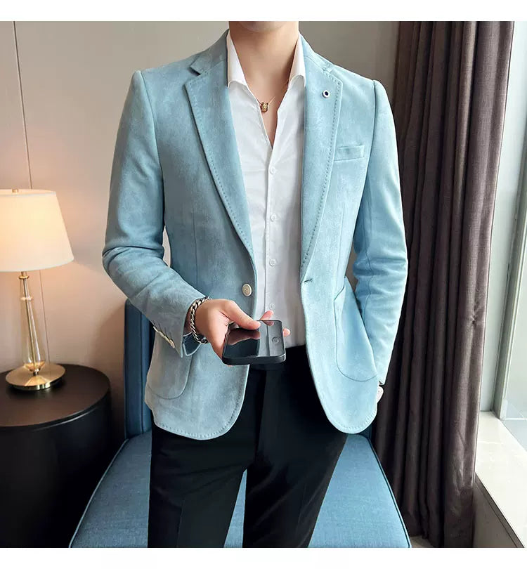 Neue Mode Anzug Mantel männer Slim Fit Hirschleder Samt Elegante Luxus Blazer Mantel Business Casual Hochzeit Plus Größe Anzug 4XL-S