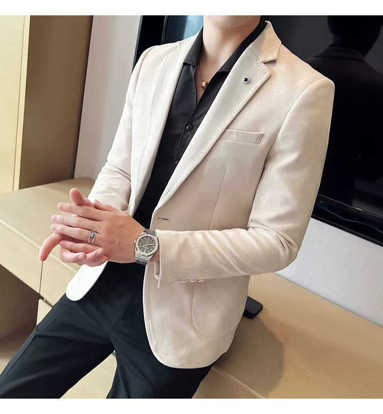 Neue Mode Anzug Mantel männer Slim Fit Hirschleder Samt Elegante Luxus Blazer Mantel Business Casual Hochzeit Plus Größe Anzug 4XL-S