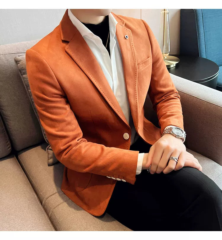 Neue Mode Anzug Mantel männer Slim Fit Hirschleder Samt Elegante Luxus Blazer Mantel Business Casual Hochzeit Plus Größe Anzug 4XL-S