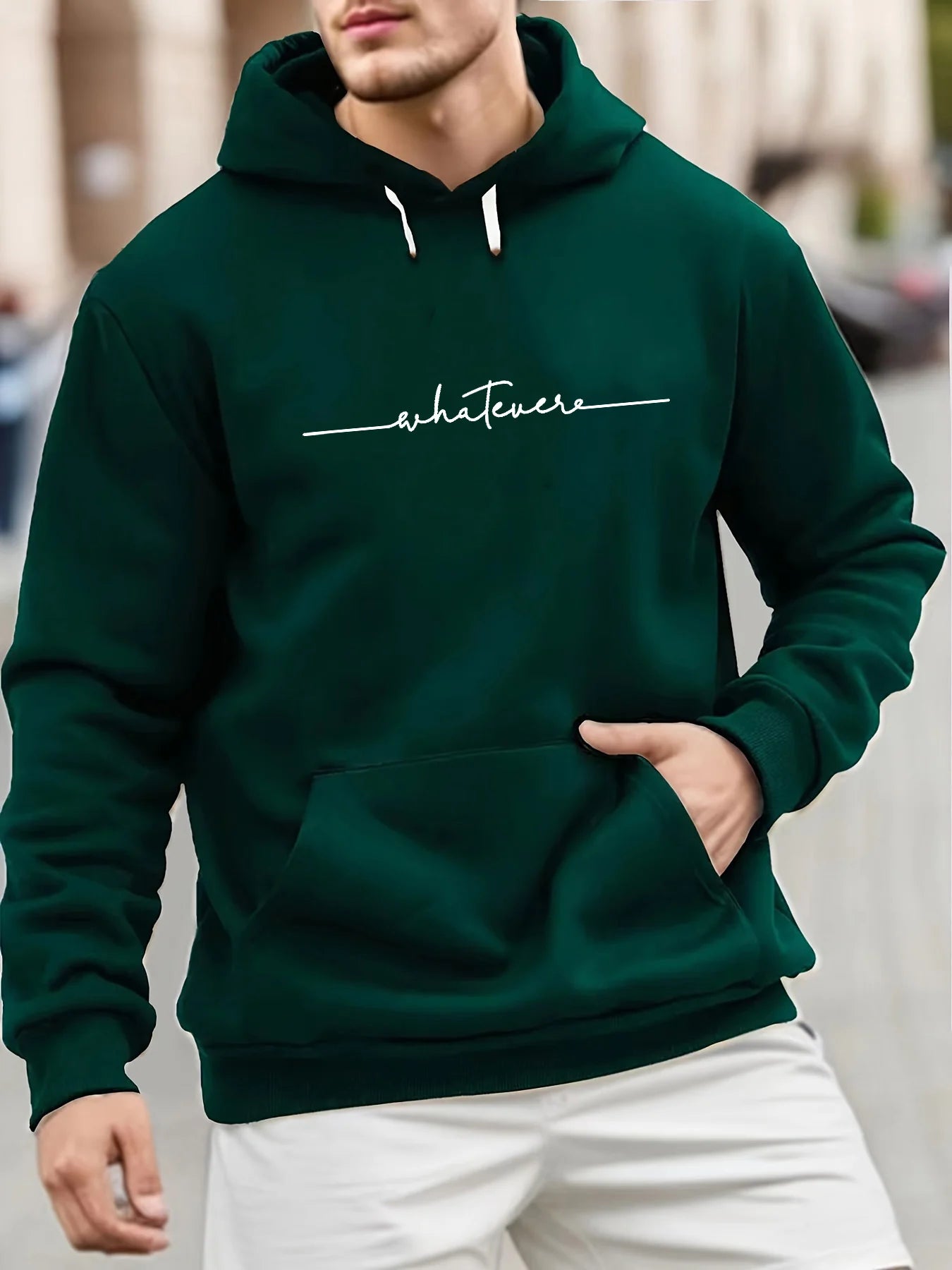 Herren Herbst und Winter, lässige Mode, locker, Übergröße, einfacher Fleece-Pullover mit Buchstabendruck, langärmeliges Kapuzen-Sweatshirt