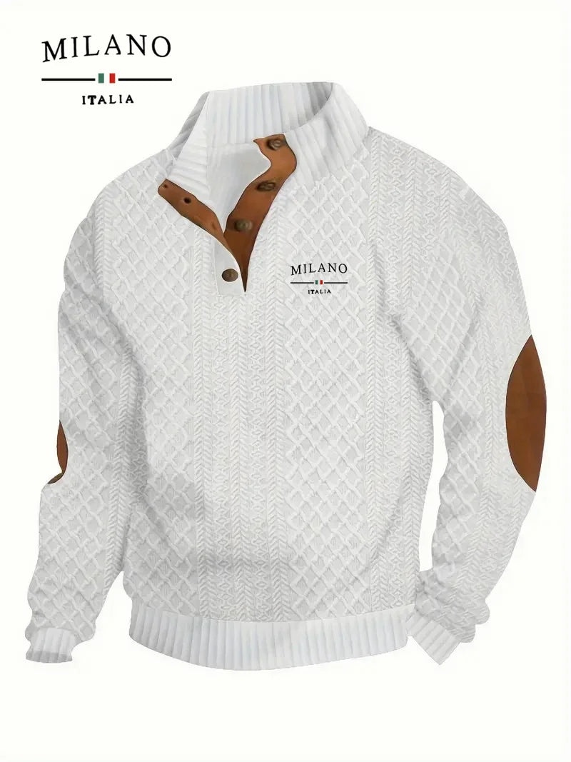 Henry Hoodie mit einem italienischen Mailand-Muster ist ein warmer, weicher und hautfreundlicher Herbst- und Winterpullover für Herren