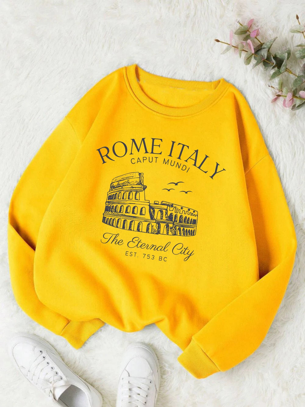 Colosseum Rome Italy Print Woman Sweatshirt Casual Crewneck Sportswear Y2K Loose Multicolor Pullover All-Match Fleece Clothing