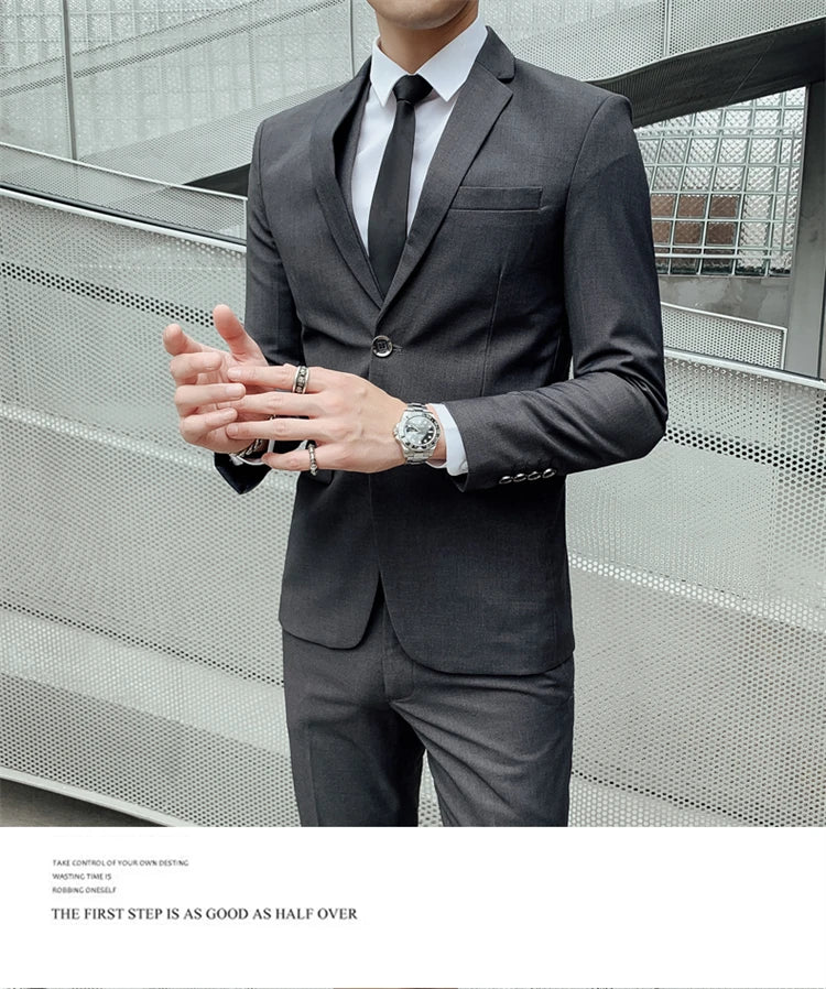 Herren-Slim-Fit-Dreiteiler im koreanischen Stil für Business, professionelle formelle Kleidung, Trauzeuge, Bräutigam, Hochzeit, koreanischer Stil, kleiner Sui