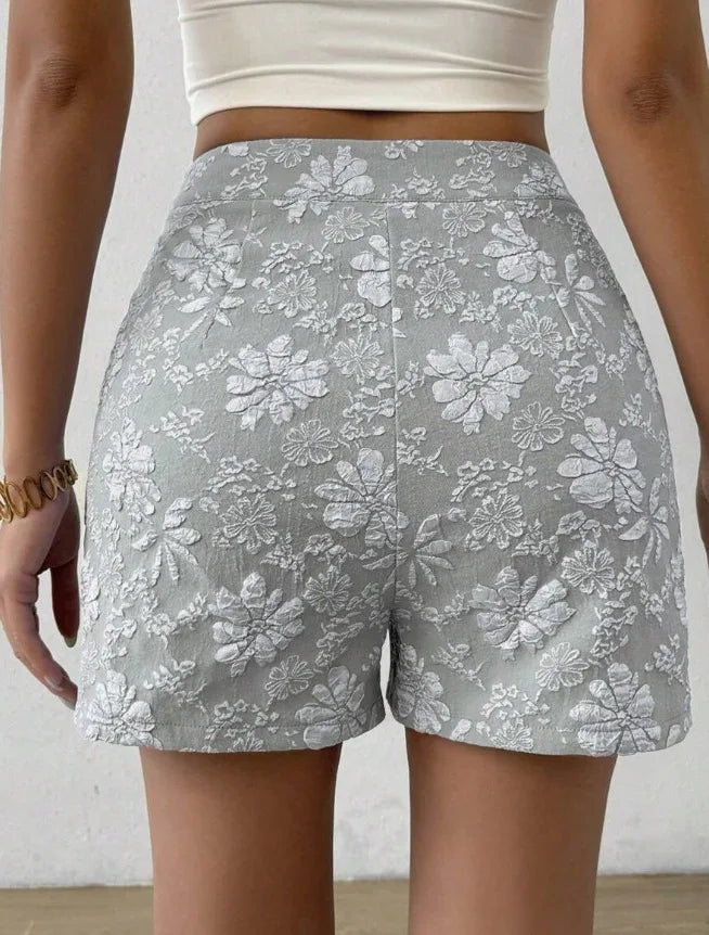 Damen Retro Jacquard High-Waist Straight Shorts – Atmungsaktive Sommer-Streetwear Hot Pants für Alltag und Urlaub