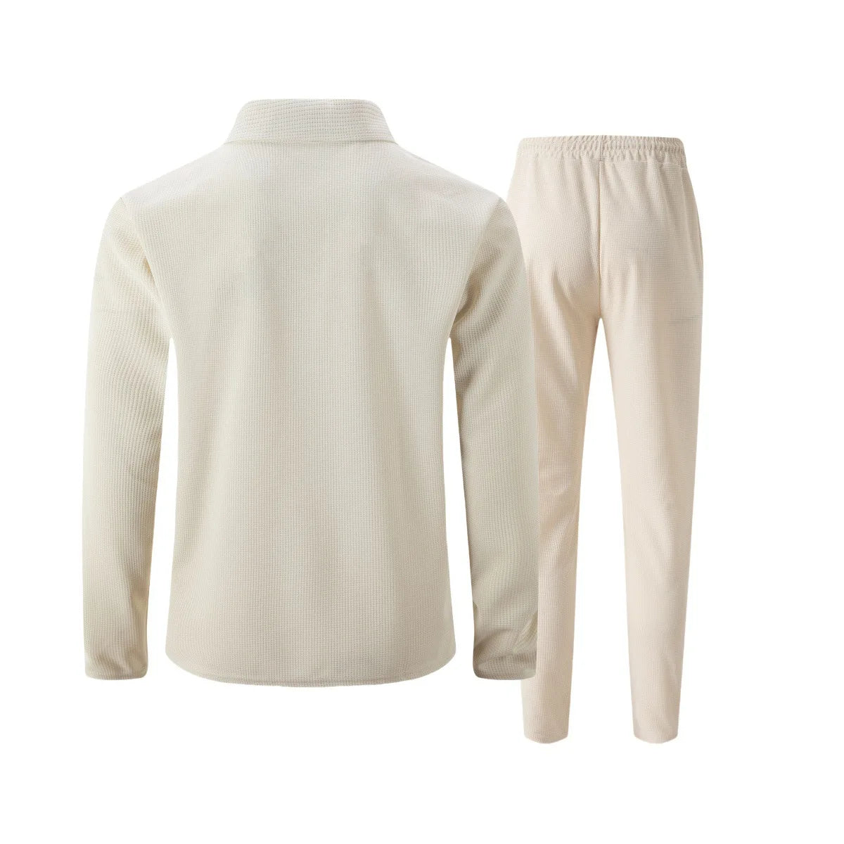 2026 Neue Herren Frühling-Herbst Karierte Strickjacke mit Reißverschlusskragen und Hosen-Set (mit Taschen)